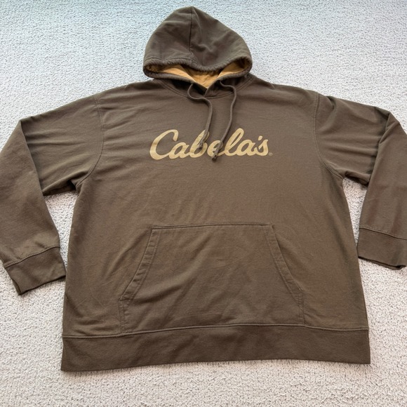Cabela's Other - Cabelas Mens XL Brown Script Logo Pullover Hoodie Contrast Lining 624F215269